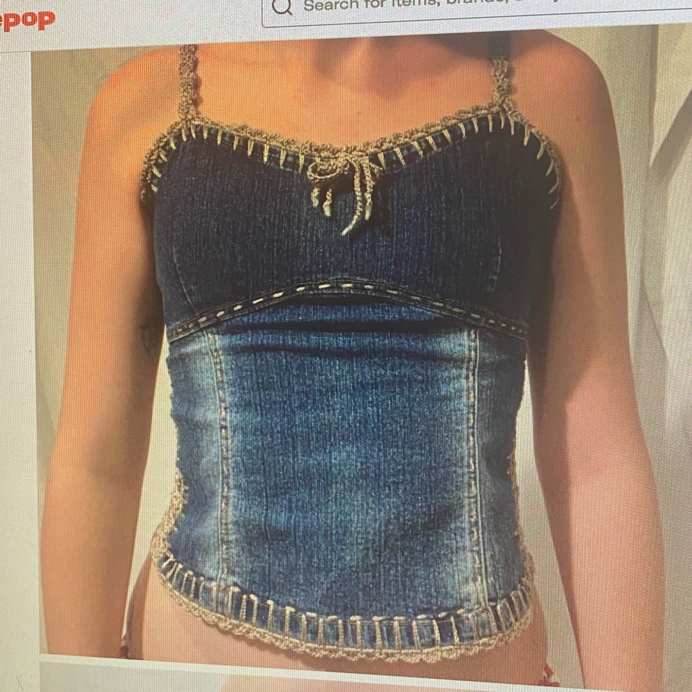 y2k denim crochet top!